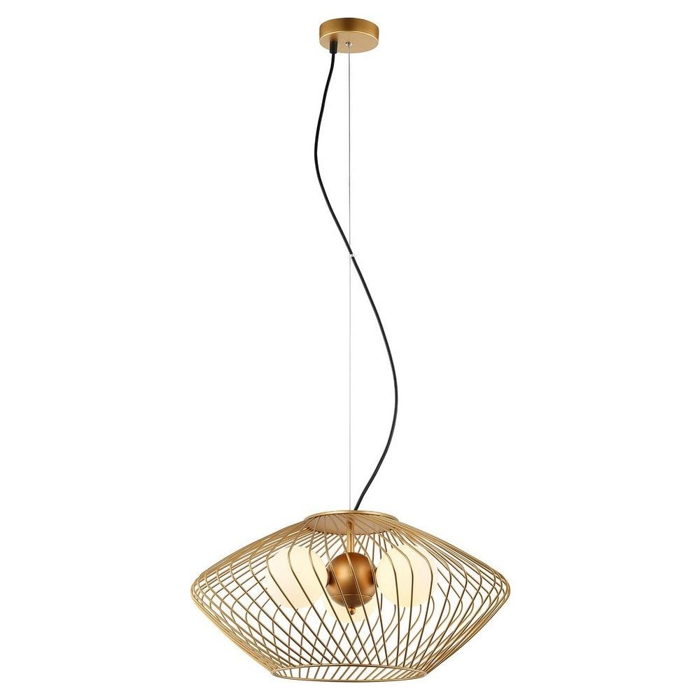 Pendente A Sospensione Moderno Dorato A 3 Luci Con Oro, Paralume Bianco, G9 - Foto 2