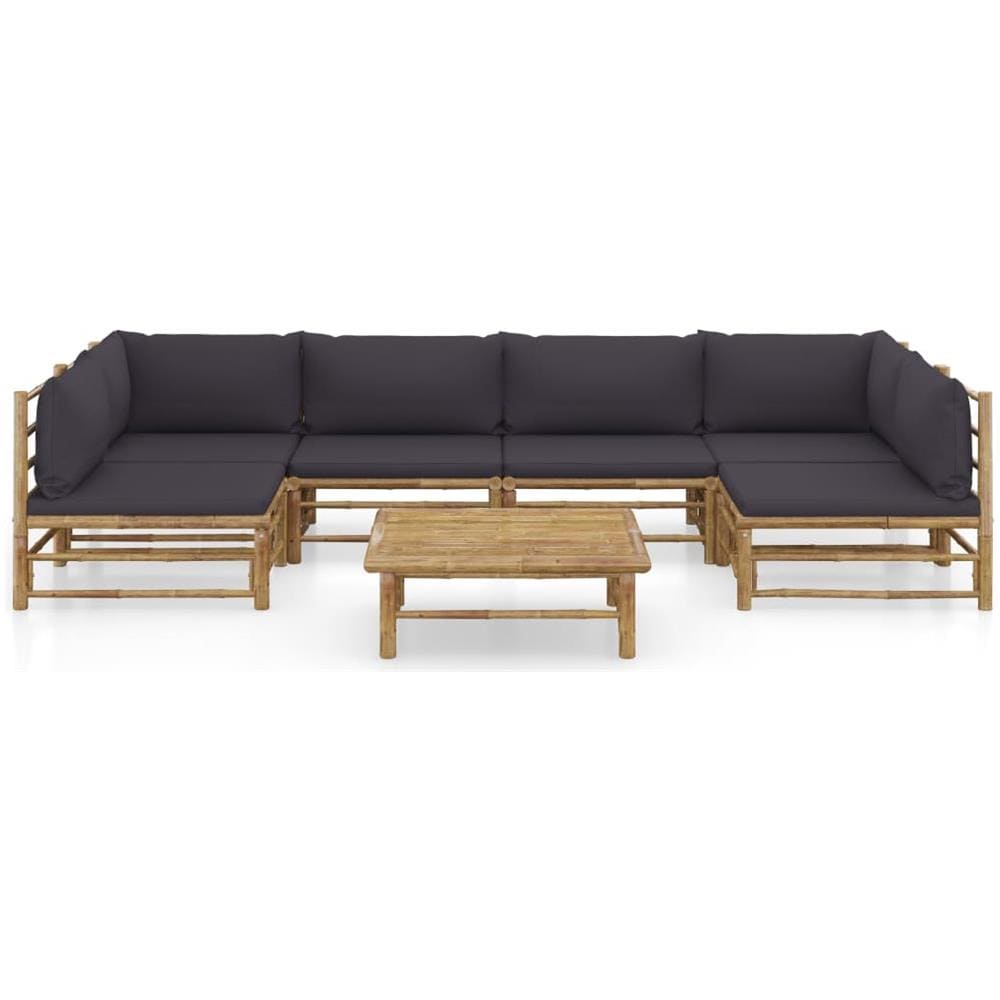 Set Divani Da Giardino 7 Pz Con Cuscini Grigio Scuro In Bamb? - Foto 2