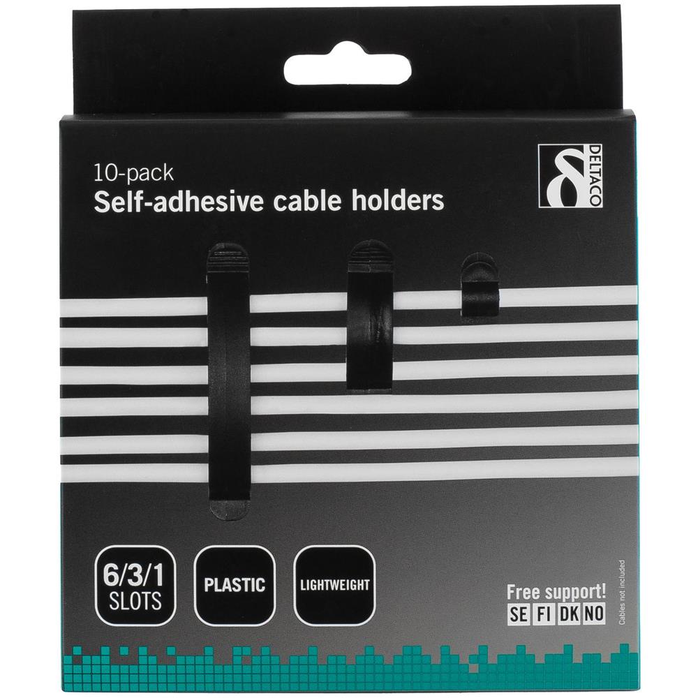 Fermacavi Autoadesivi Deltaco, 1/3/6 Posti, Pacco Da 10, Neri - Foto 2