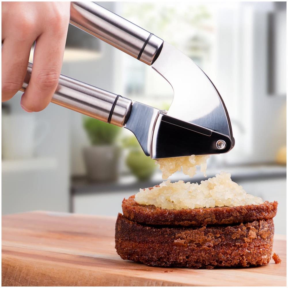 Set Spremiaglio E Sbucciatore In Silicone - Schiaccia Aglio E Zenzero In Pochi Secondi - Pressa Per Aglio Acciaio Inox - Foto 2