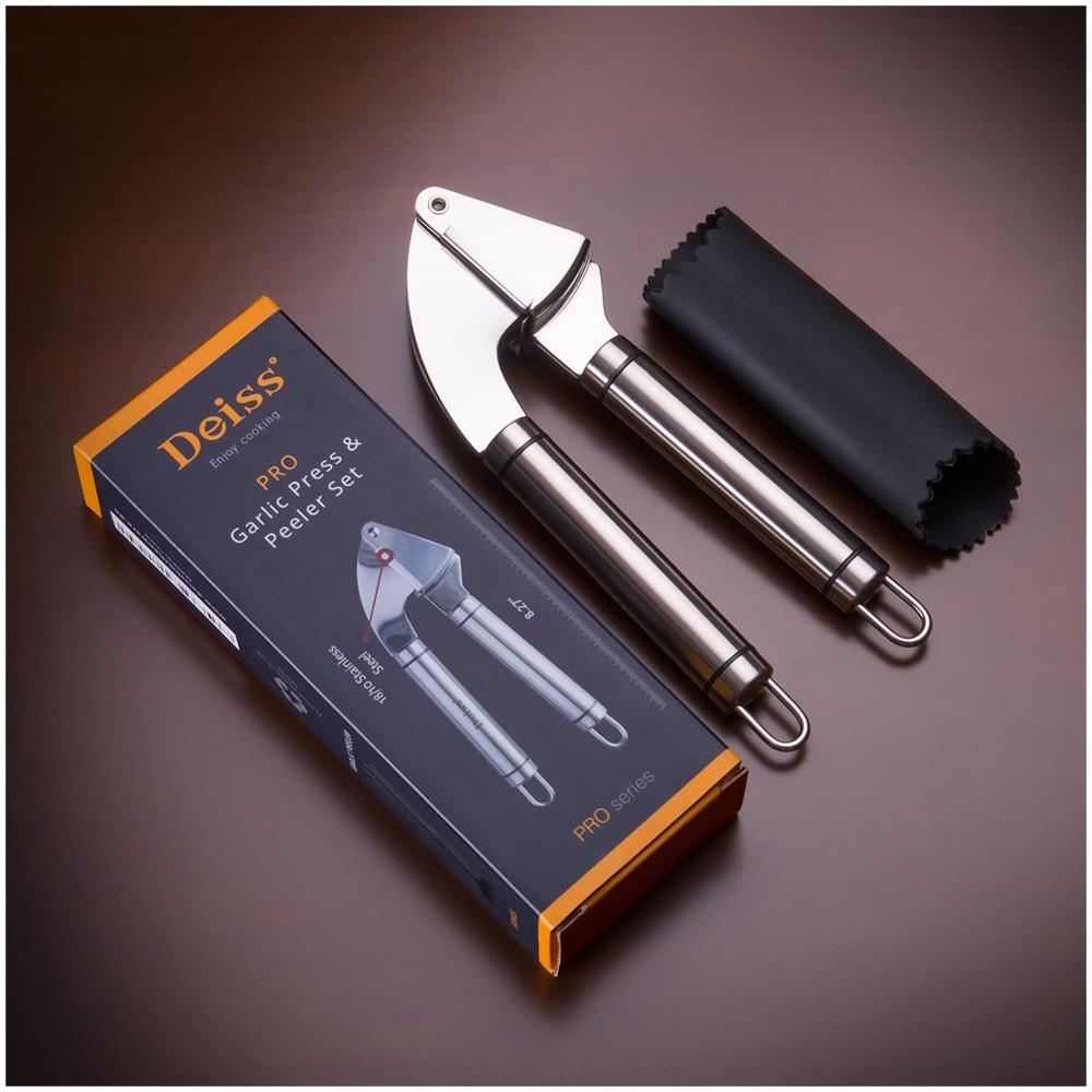 Set Spremiaglio E Sbucciatore In Silicone - Schiaccia Aglio E Zenzero In Pochi Secondi - Pressa Per Aglio Acciaio Inox - Foto 7