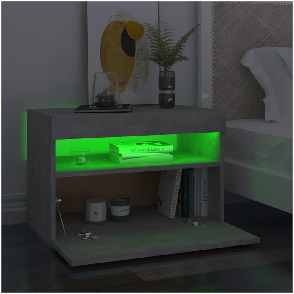 Comodino con Luci LED Grigio Cemento 60x35x40 cm - Foto 3