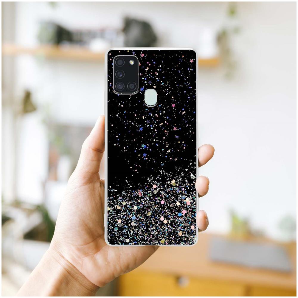 Custodia Compatibile Con Samsung Galaxy A21s In Nero Con Glitter - Coperchio Protettivo In Silicone Tpu Flessibile Con Glitter Scintillanti - Foto 8