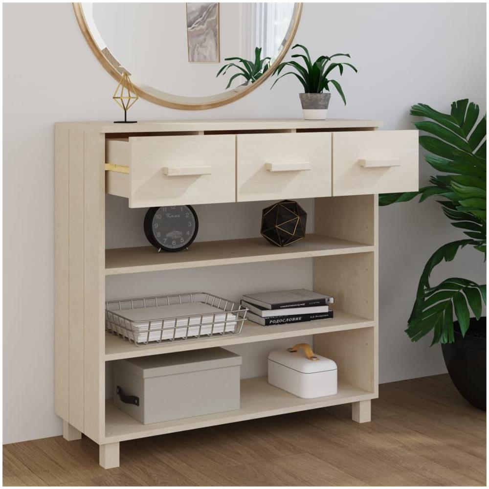 Tavolo Consolle Miele 90x35x90 Cm Legno Massello Di Pino - Foto 3