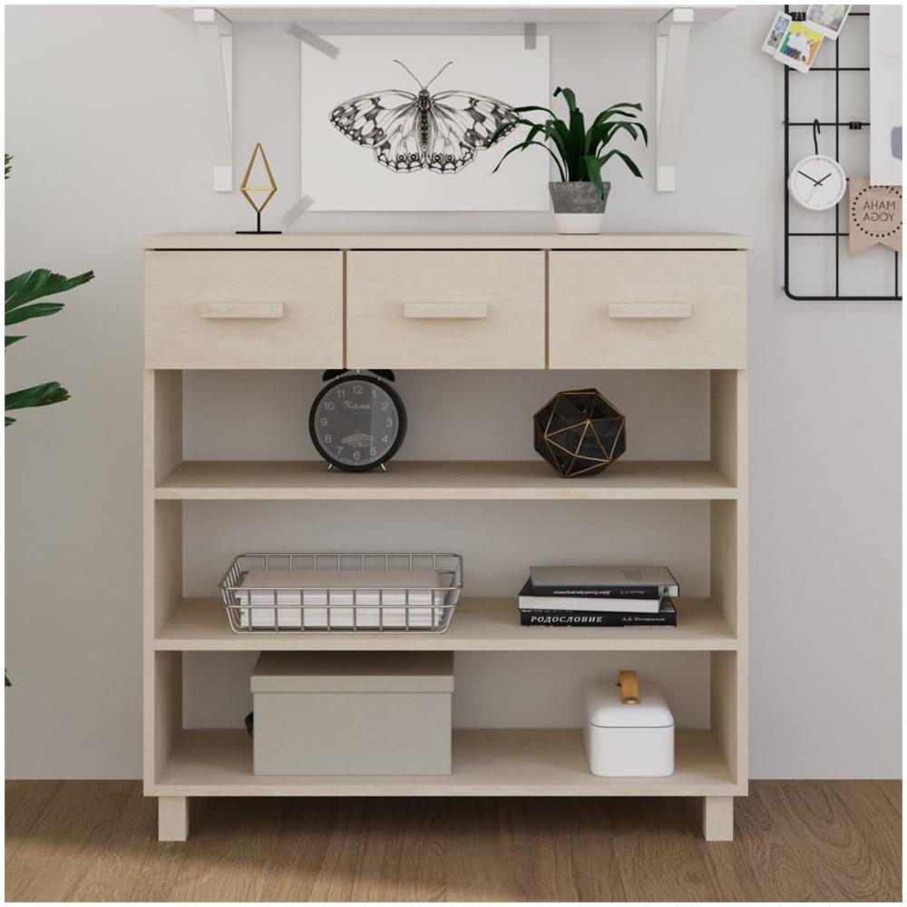 Tavolo Consolle Miele 90x35x90 Cm Legno Massello Di Pino - Foto 1