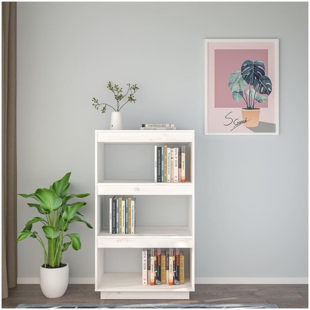 Libreria / divisorio Bianco 60x35x103cm In Legno Massello Di Pino - Foto 3