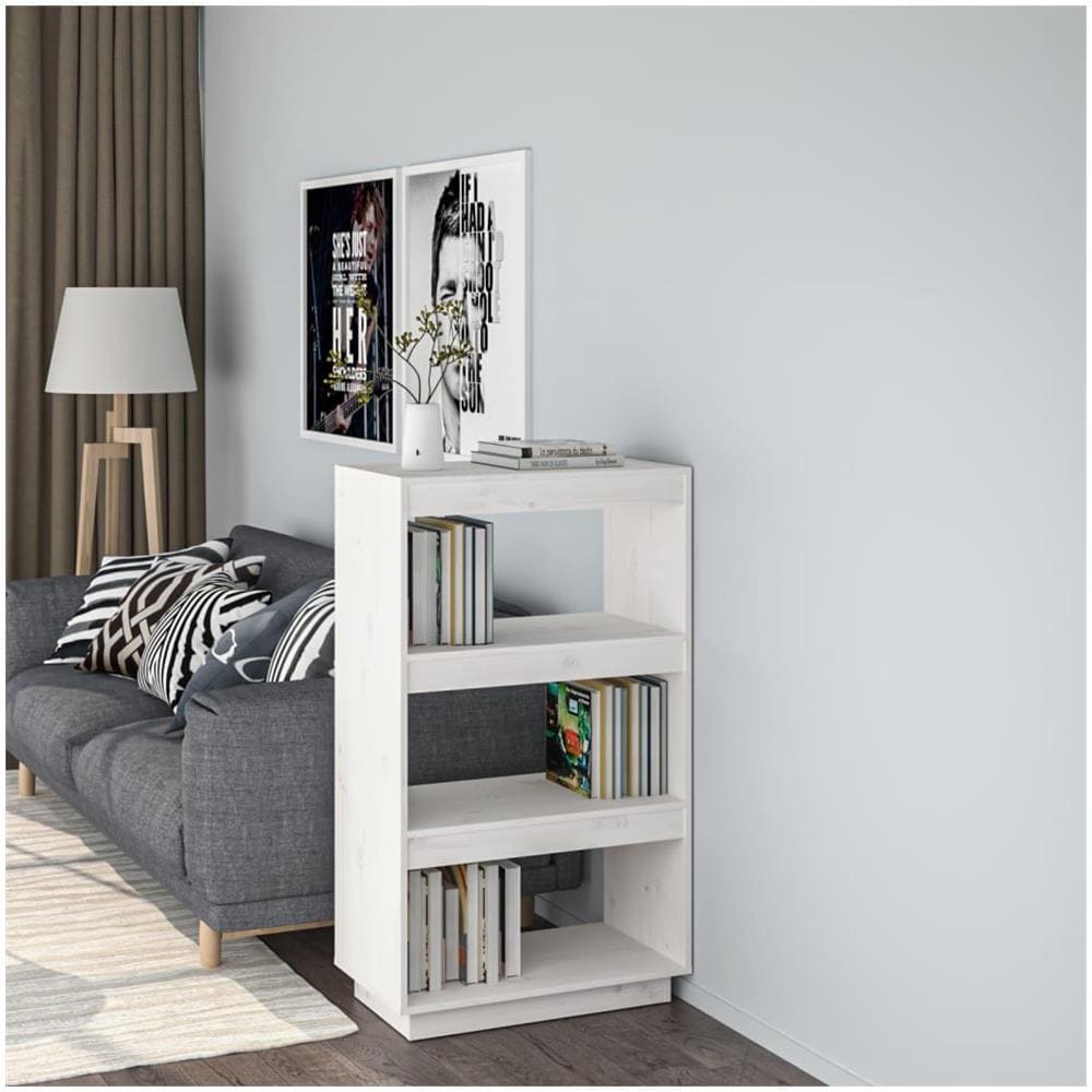 Libreria / divisorio Bianco 60x35x103cm In Legno Massello Di Pino - Foto 1