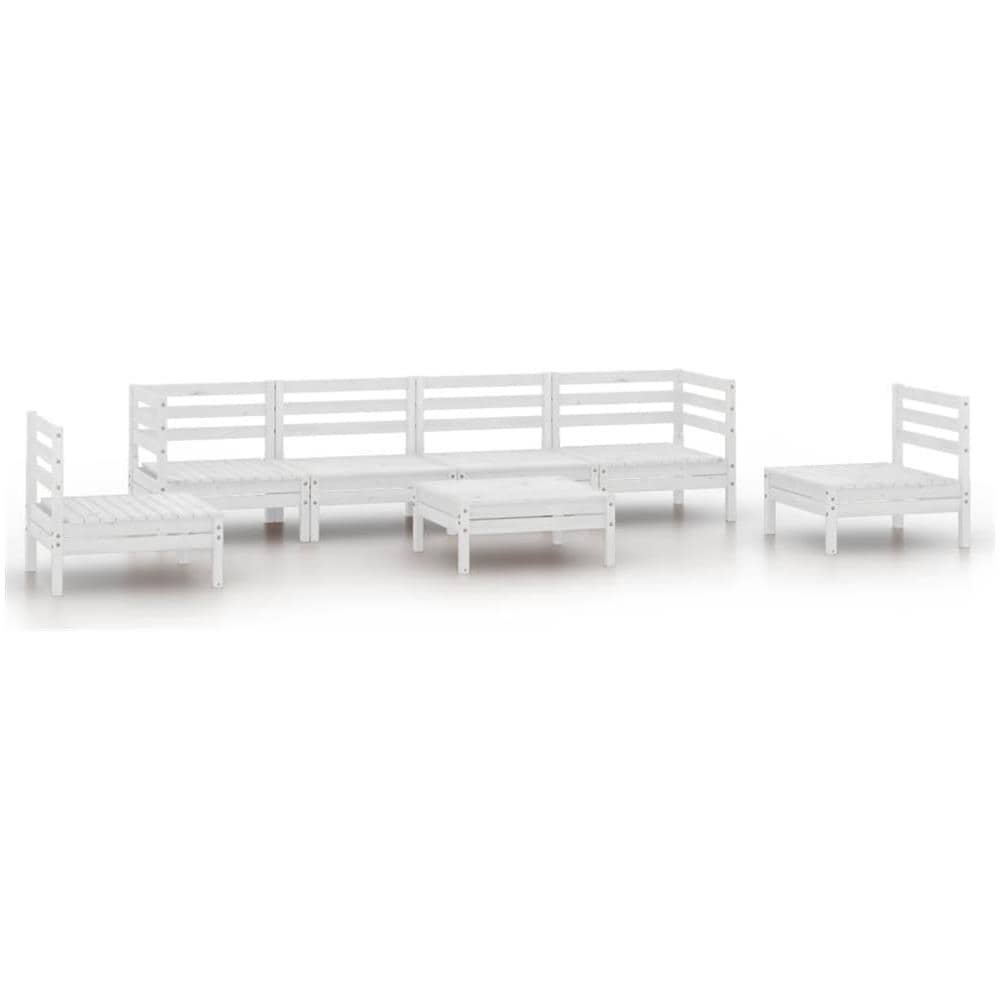 Set Divani Da Giardino 7 Pz Bianco In Legno Massello Di Pino - Foto 2
