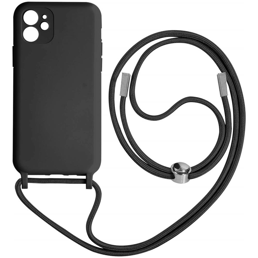 Cover Semirigida Per Iphone 11 Cordino Nylon Intrecciato 80 Cm Nera - Foto 1