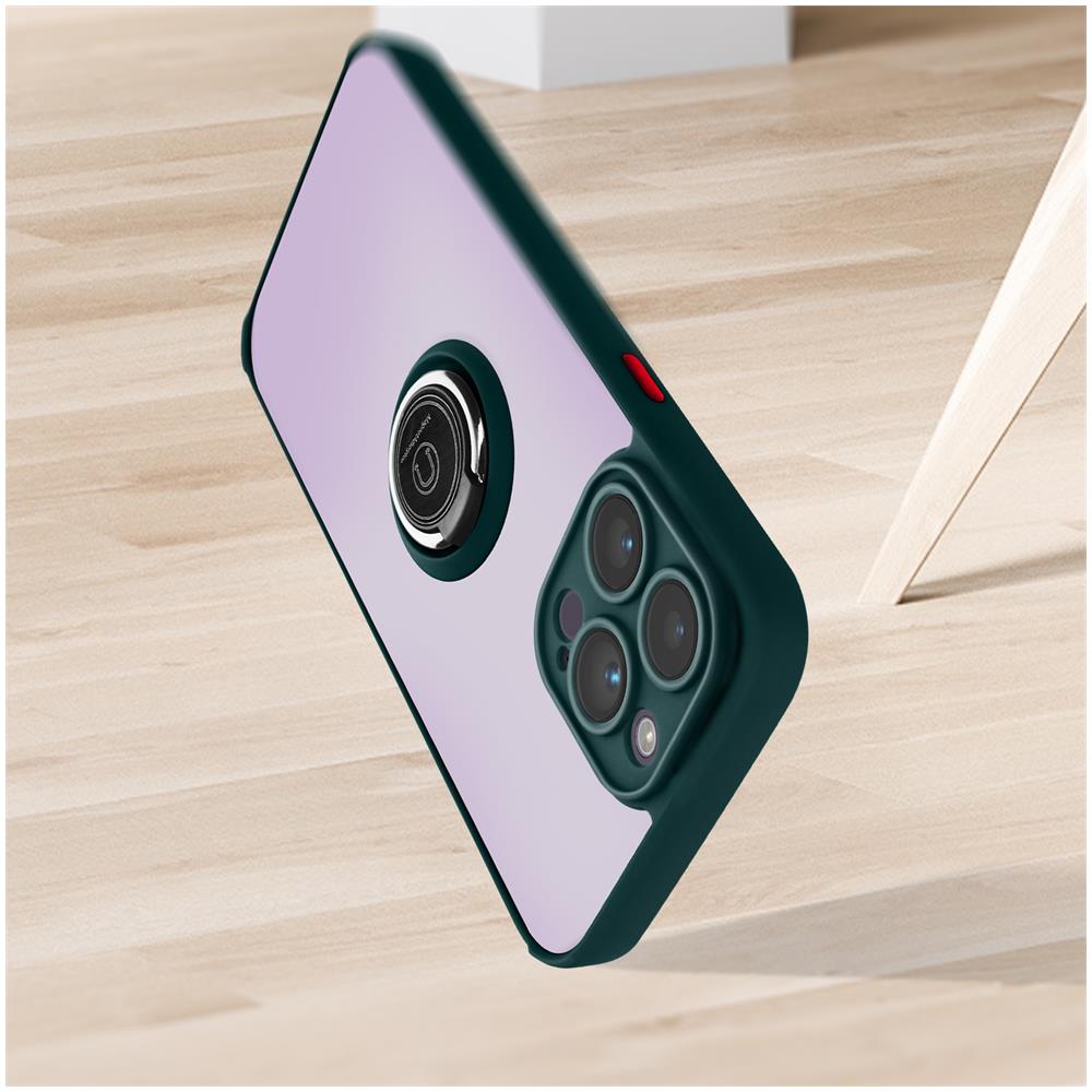 Cover Iphone 14 Pro Bimateria Anello Metallico Supporto Verde - Foto 2