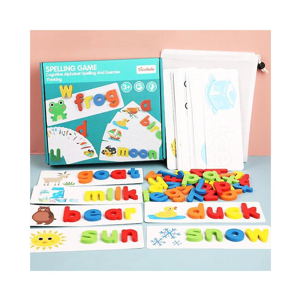 Gioco Di Ortografia In Legno Per Bambini, 80 Parole Con Blocchi Alfabetici, Parole CVC E Sight Words, Gioco Educativo Montessori Per Imparare A Leggere - 3