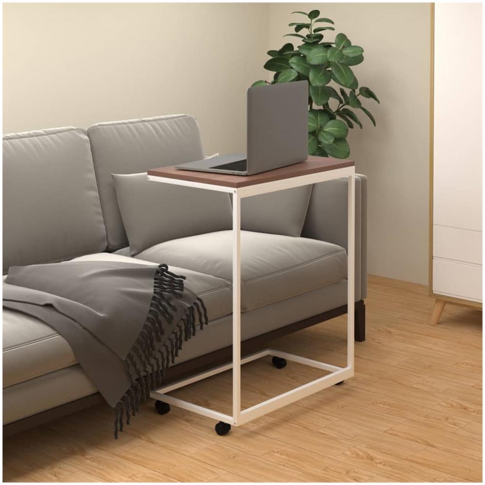 Tavolino Con Ruote Bianco 55x35x70 Cm In Legno Multistrato - Foto 1