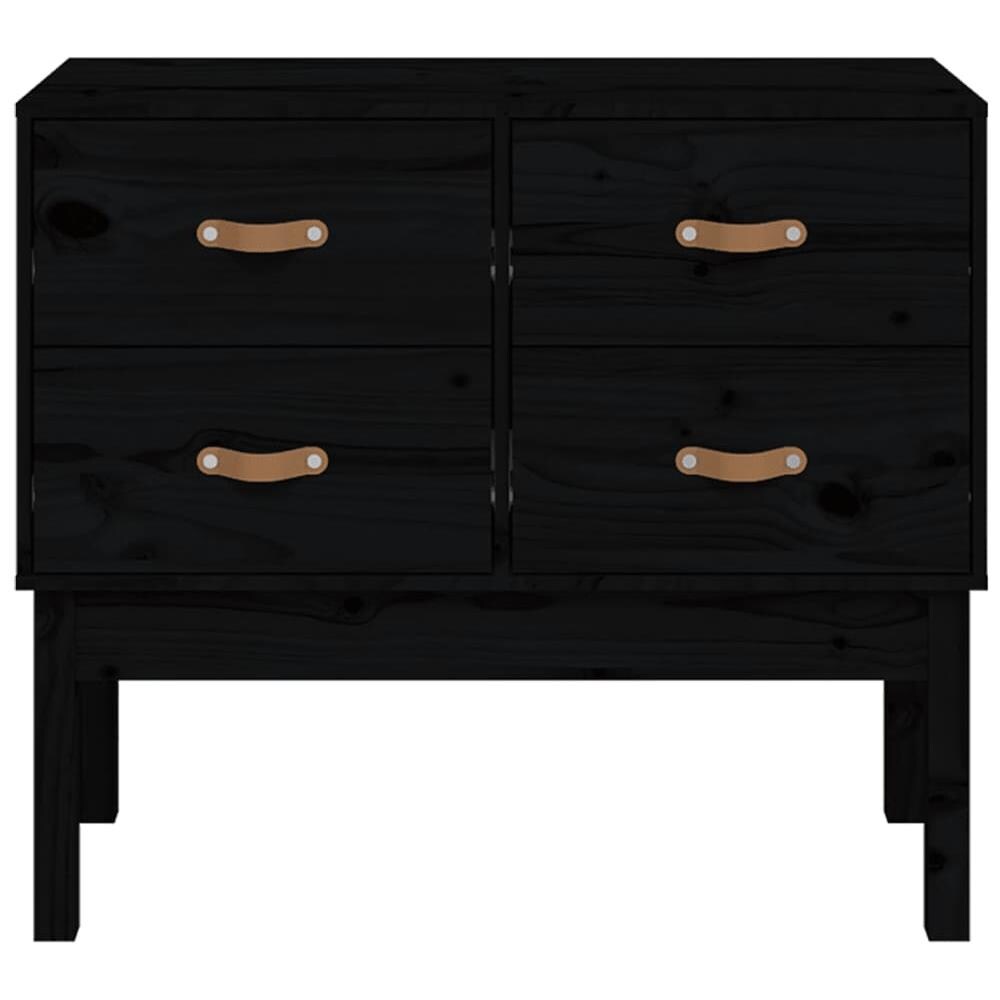 Mobile Consolle Nera 90x40x78 Cm In Legno Massello Di Pino - Foto 2
