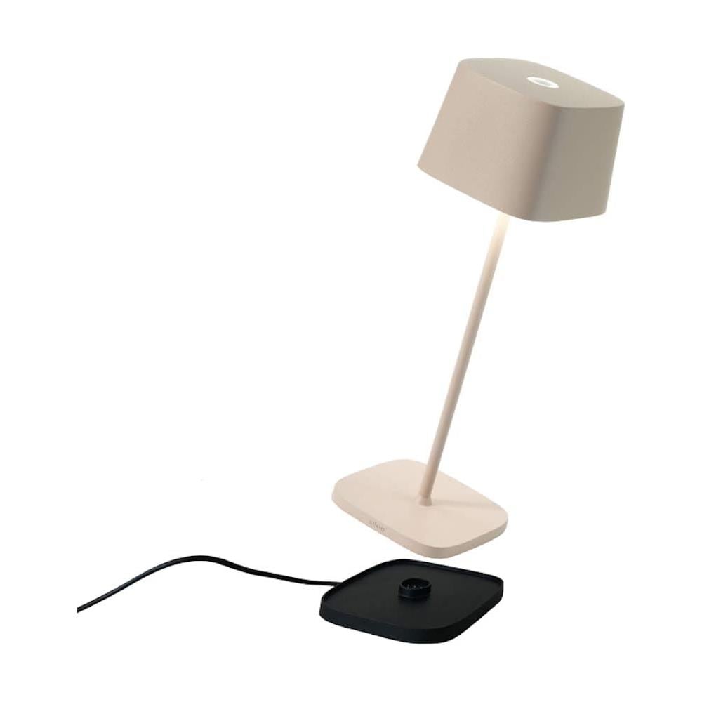 Lampada da Tavolo Ofelia Pro Led Dimmerabile in Alluminio Base di Ricarica a Contatto Protezione IP65 per Uso Interno /Esterno Colore Sabbia - Foto 2