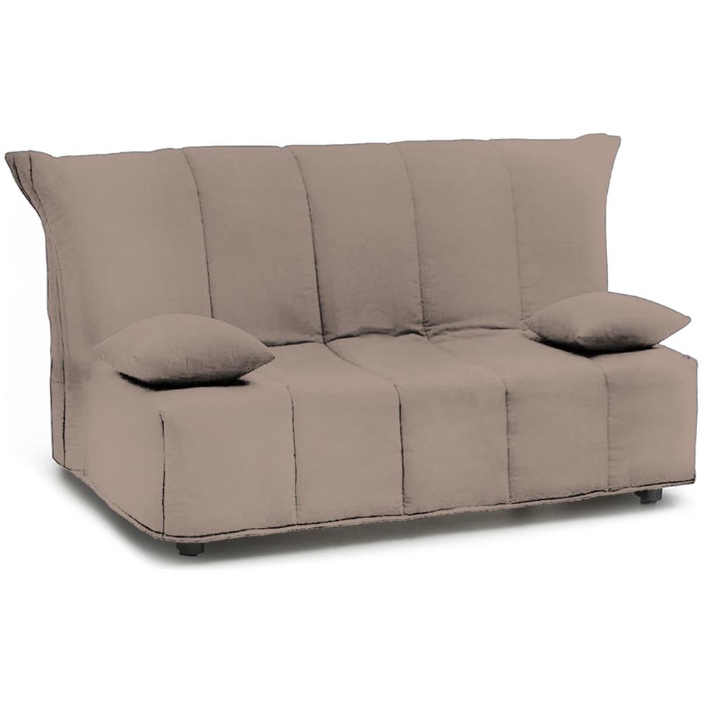 Divano Letto Alisee, Divano A 2 Posti, 100% Made In Italy, Sofà Soggiorno Con Apertura A Carrello, In Tessuto Imbottito, Con Cuscini Inclusi, Cm 125x90h85, Tortora - Foto 2