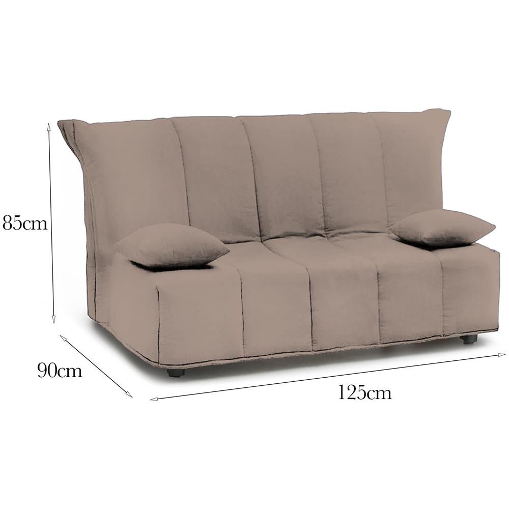 Divano Letto Alisee, Divano A 2 Posti, 100% Made In Italy, Sofà Soggiorno Con Apertura A Carrello, In Tessuto Imbottito, Con Cuscini Inclusi, Cm 125x90h85, Tortora - Foto 4