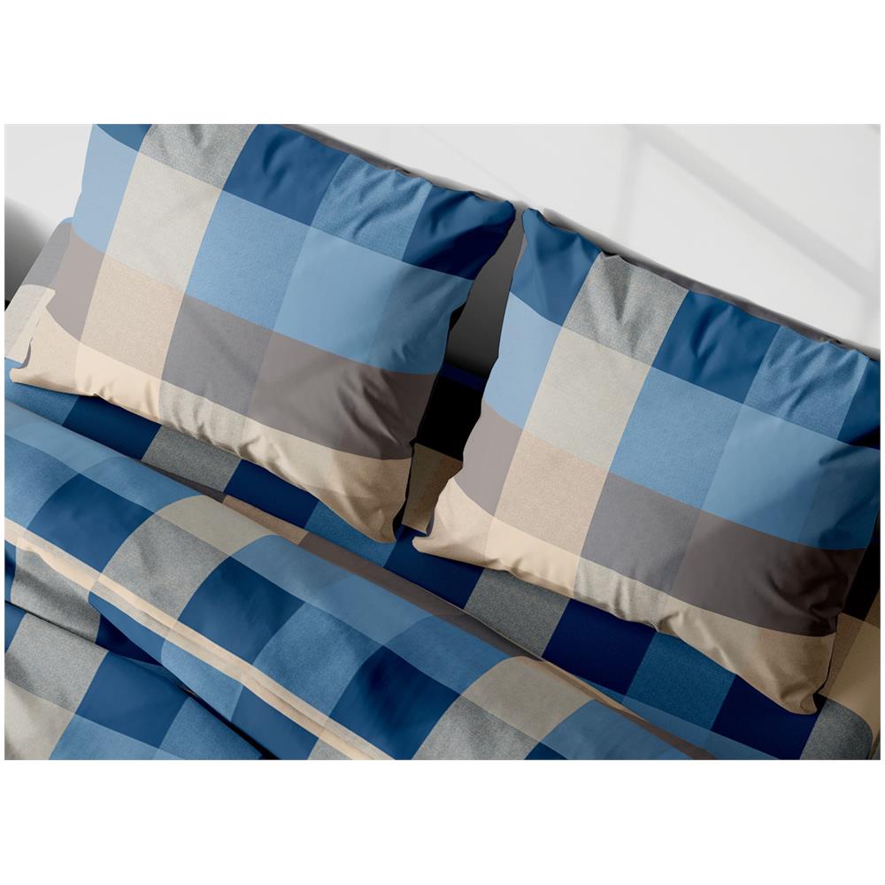 Completo Lenzuola In 100% Cotone Made Italy Disegno Scotland Piazza E Mezza Azzurro - Foto 5