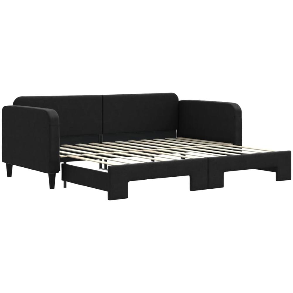 Divano Letto Con Letto Estraibile Nero 90x200 Cm In Tessuto - Foto 2