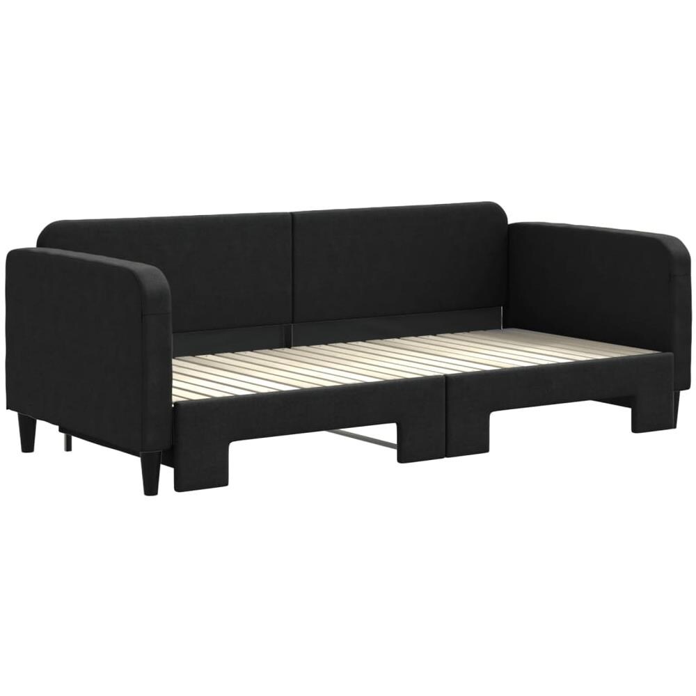 Divano Letto Con Letto Estraibile Nero 90x200 Cm In Tessuto - Foto 3