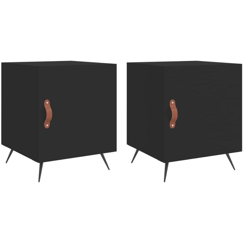 Comodini 2 Pz Neri 40x40x50 Cm In Legno Multistrato - Foto 2