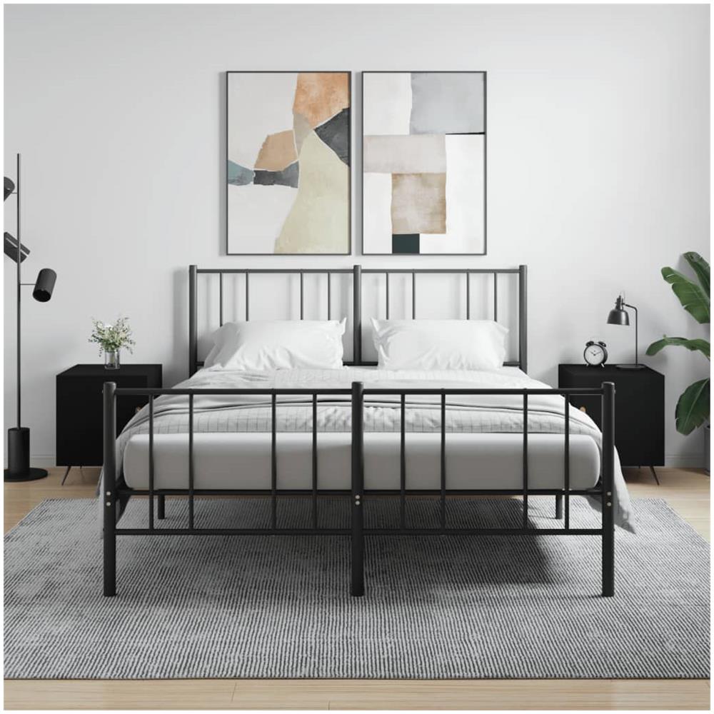 Comodini 2 Pz Neri 40x40x50 Cm In Legno Multistrato - Foto 1