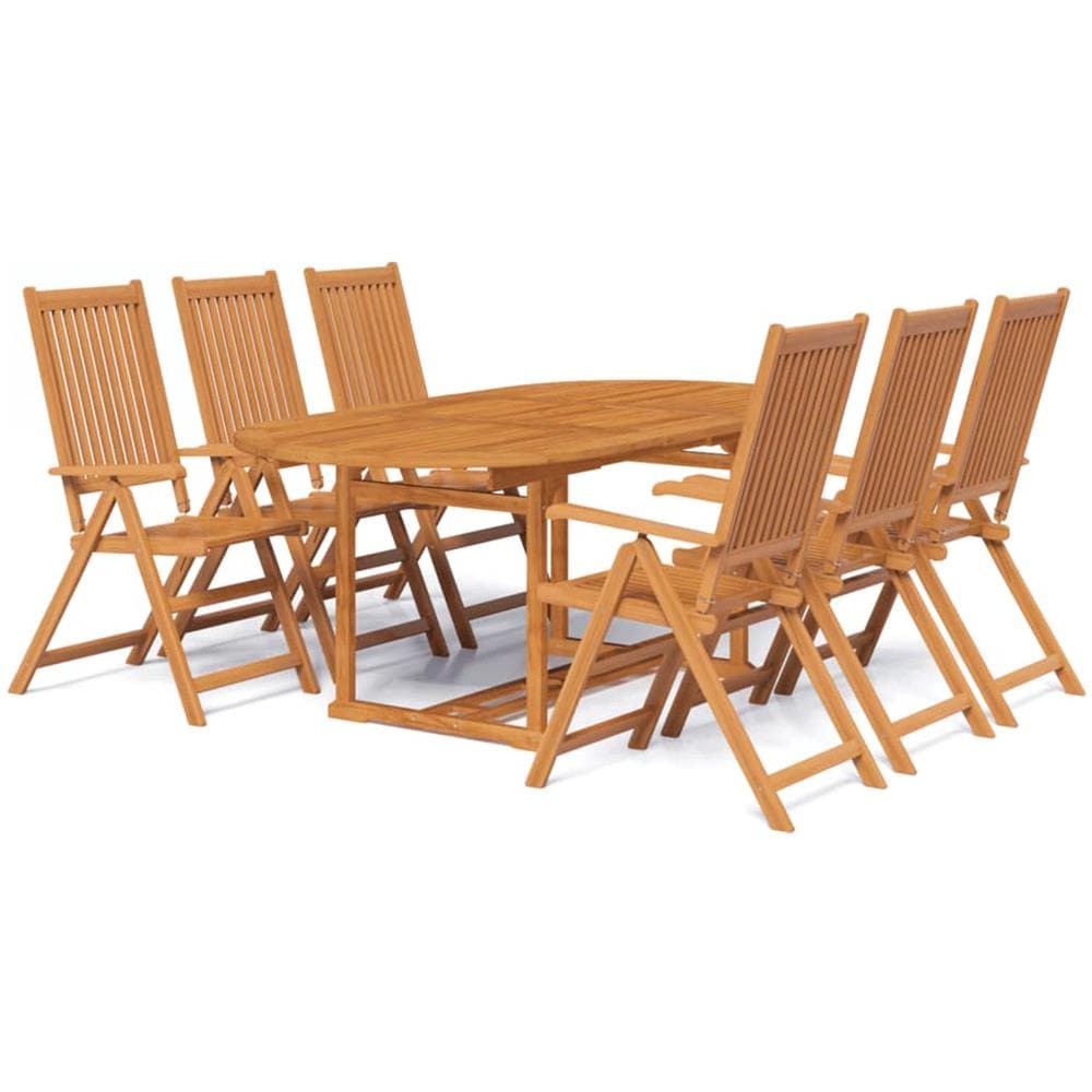 Set da Pranzo per Esterni 7 pz in Legno con Tavolo Estensibile - Foto 1