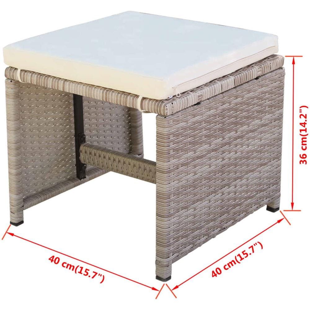 33 Pezzi Set Da Pranzo All'aperto Polyrattan Grigio - Foto 2