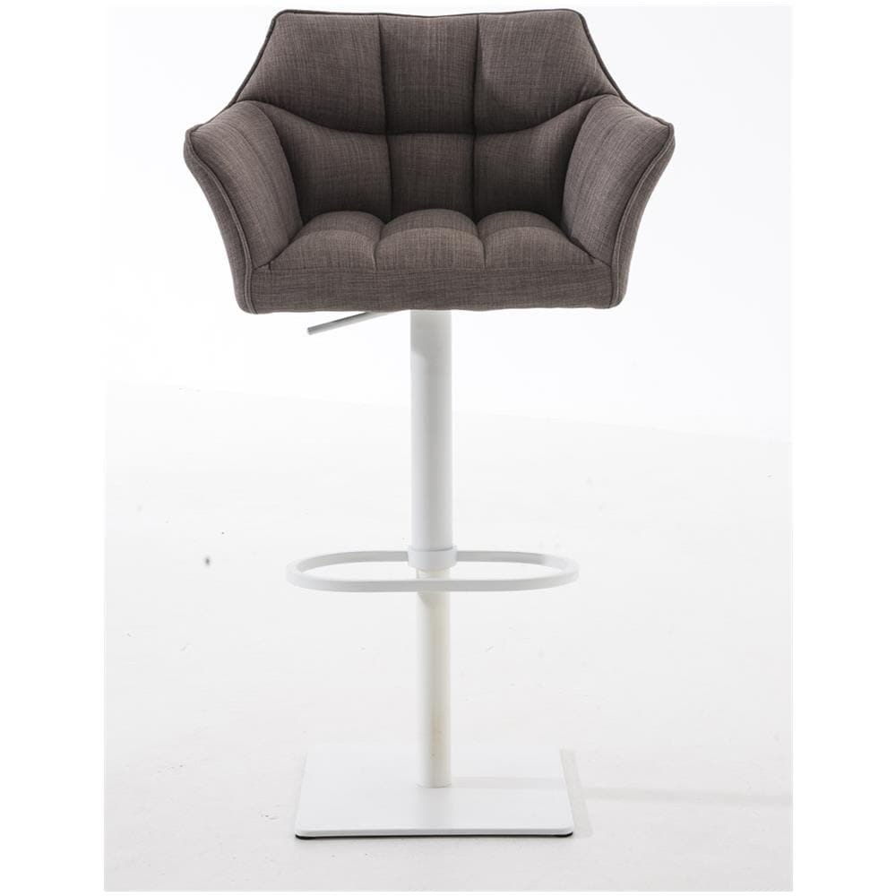 Sgabello Alto Bar Damaso I Sgabello Design Cucina Trapuntato in Tessuto con Braccioli E Schienale Imbottiti l Sedia Sgabello Bar Pub con Poggiapiedi Grigio Bianco - Foto 2