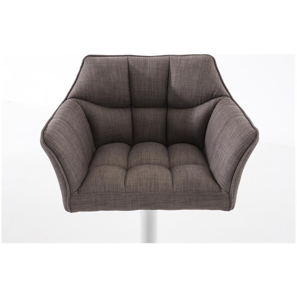 Sgabello Alto Bar Damaso I Sgabello Design Cucina Trapuntato in Tessuto con Braccioli E Schienale Imbottiti l Sedia Sgabello Bar Pub con Poggiapiedi Grigio Bianco - Foto 5