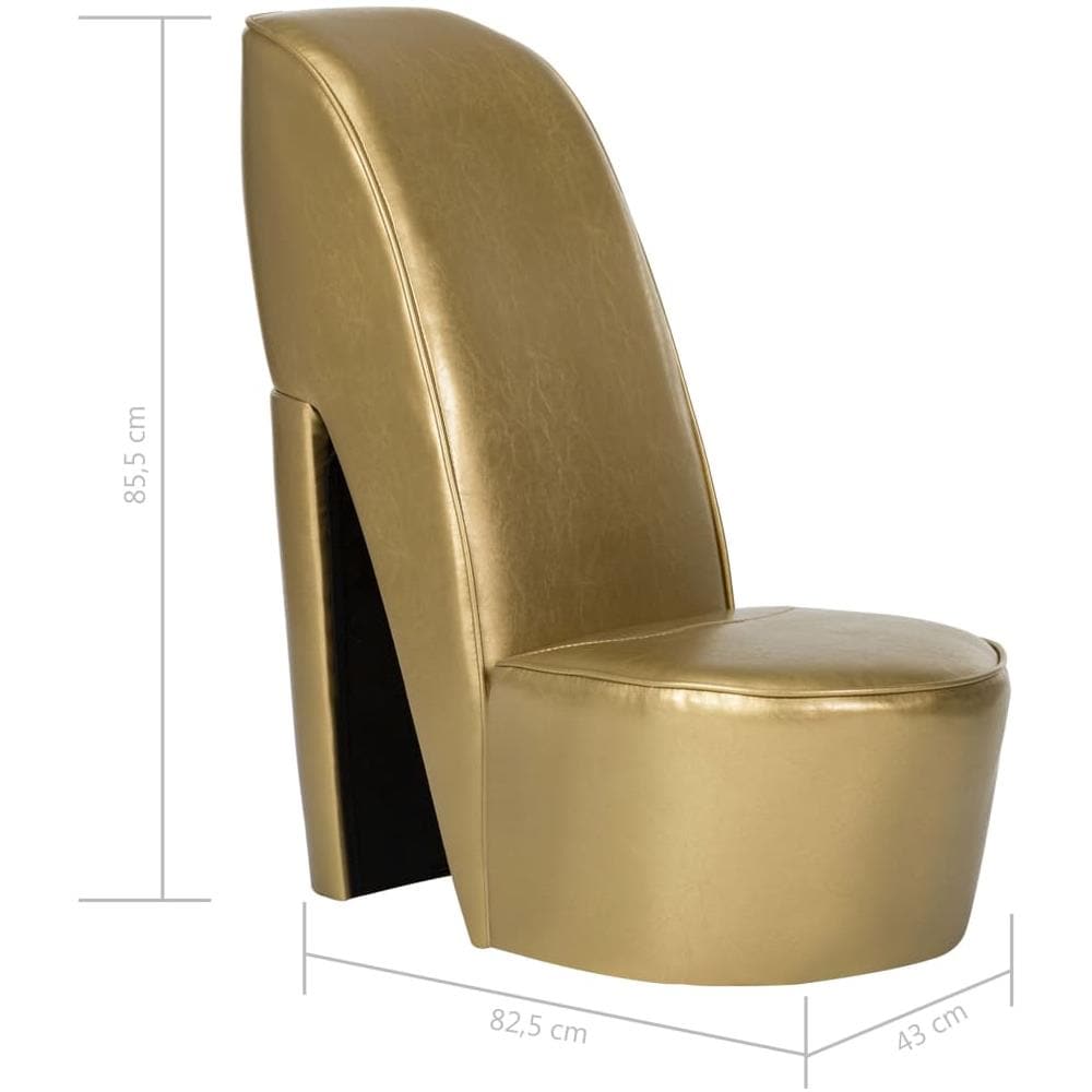 Poltrona A Forma Di Scarpa Con Tacco In Similpelle Oro - Foto 7
