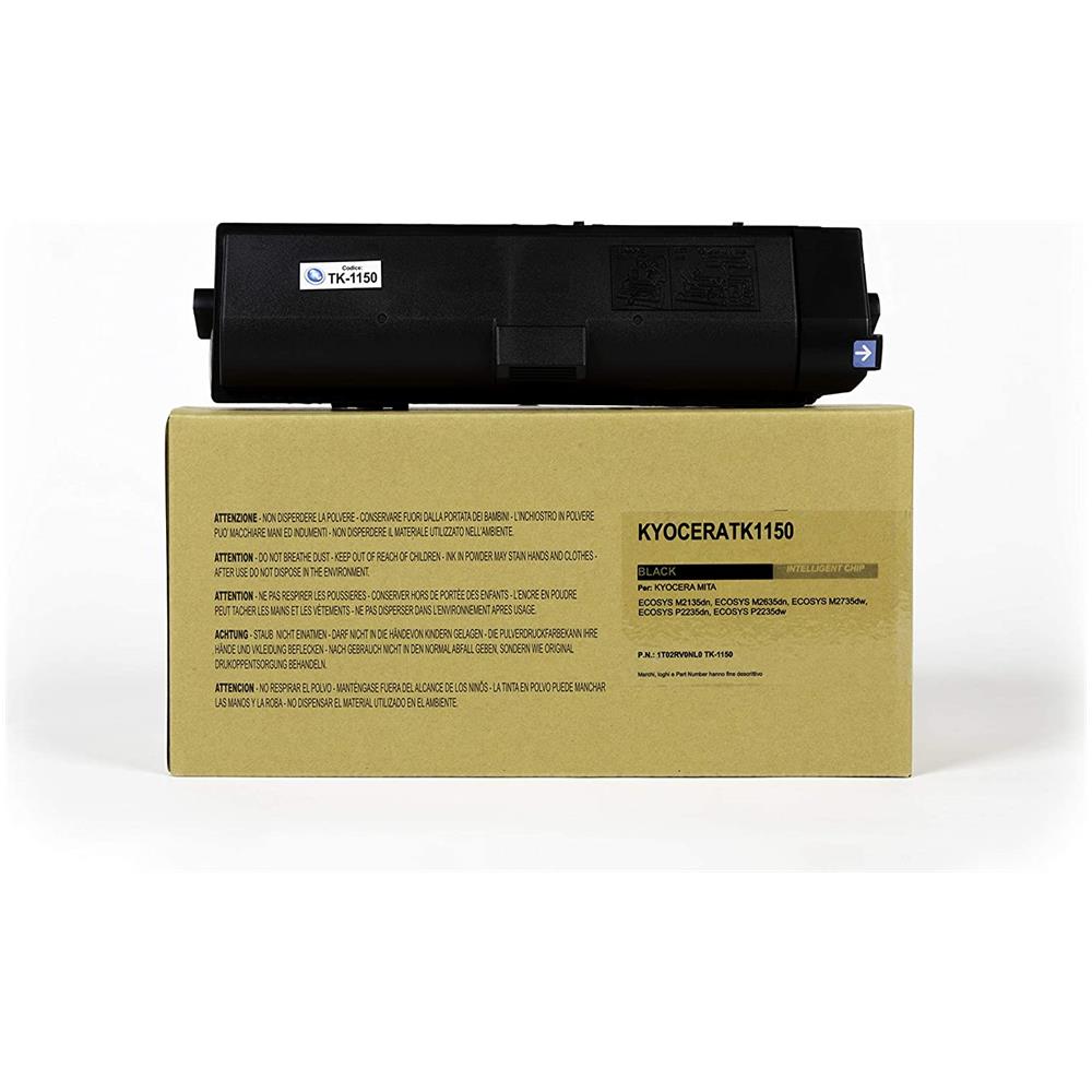 TONER COMPATIBILE -  Kyocera Tk-1150 1t02rv0nl0 Per Ecosys M2135dn, M2635dn, M2735dw, P2235dn, P2235dw Fornito Di Intelligent Chip Capacità 3000 Copie Made In Italy - Foto 1
