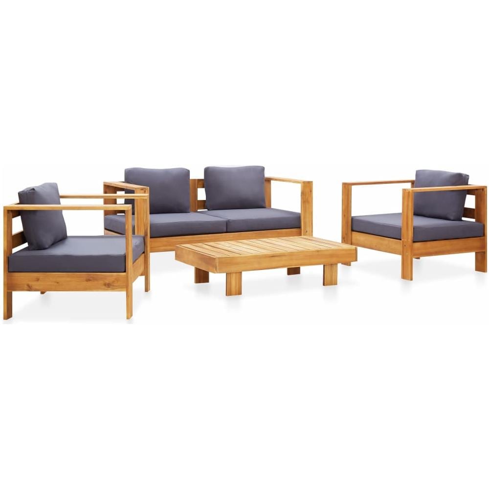 Set Giardino 4 Pezzi VidaXL In Legno Acacia Con Cuscini | Divano, Panche E Tavolino | Stile Vintage - Foto 6