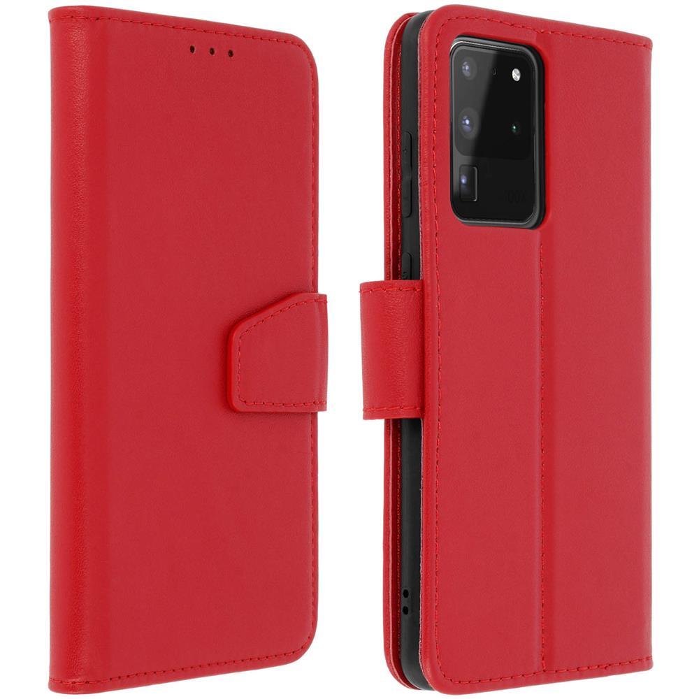 Custodia Samsung Galaxy S20 Ultra In Pelle Funzione Stand Premium Rosso - Foto 1