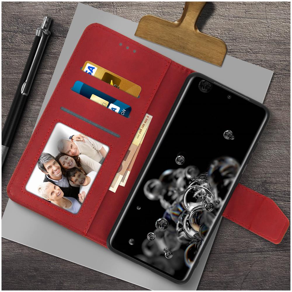 Custodia Samsung Galaxy S20 Ultra In Pelle Funzione Stand Premium Rosso - Foto 5
