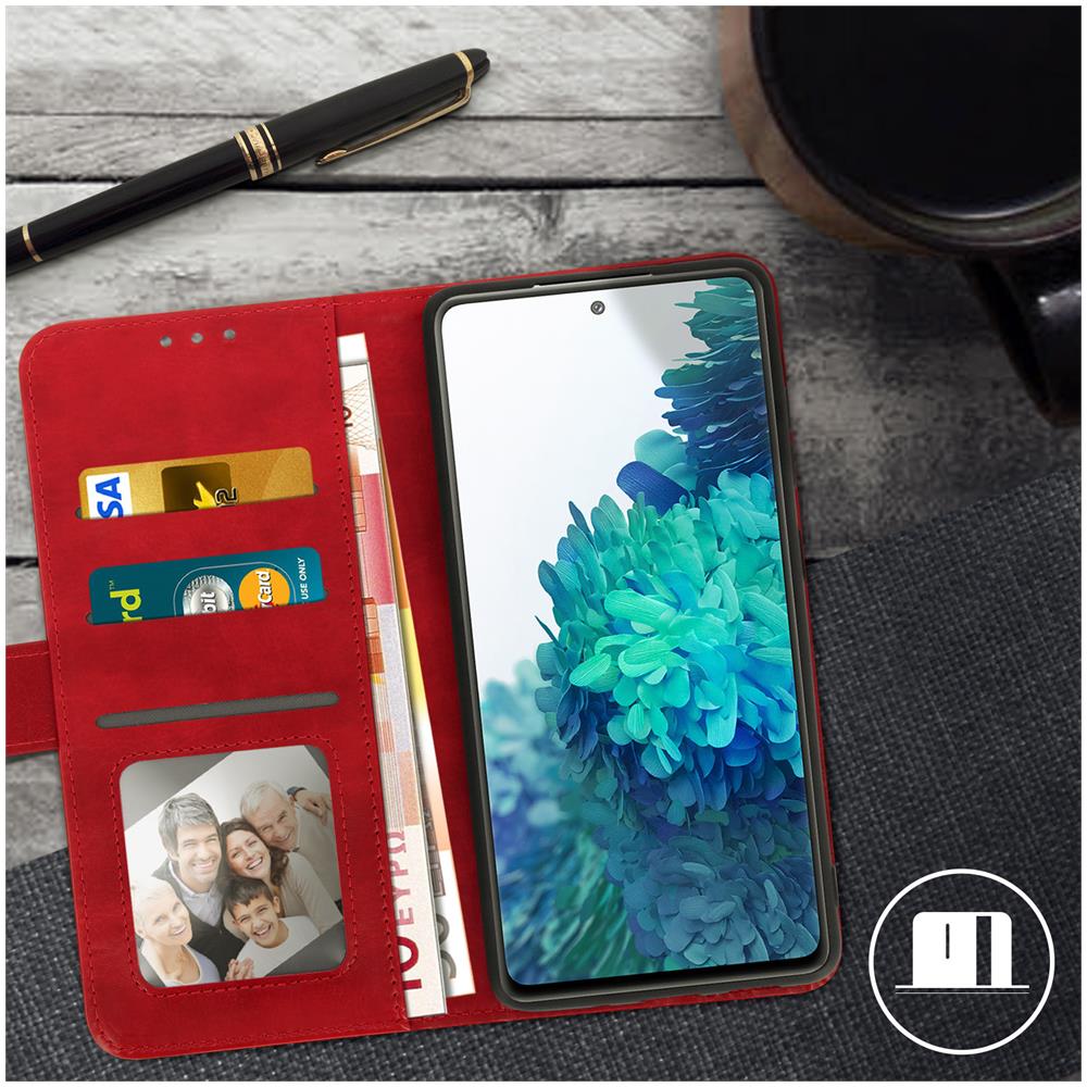 Custodia A Libro Samsung Galaxy S20 Fe Portacarte Funzione Supporto - Rosso - Foto 2