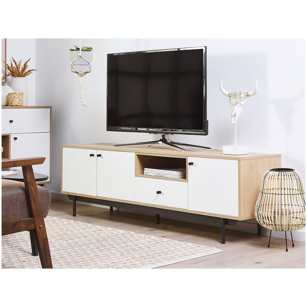 Mobile Porta Tv Color Legno Chiaro E Bianco Itaca - Foto 2