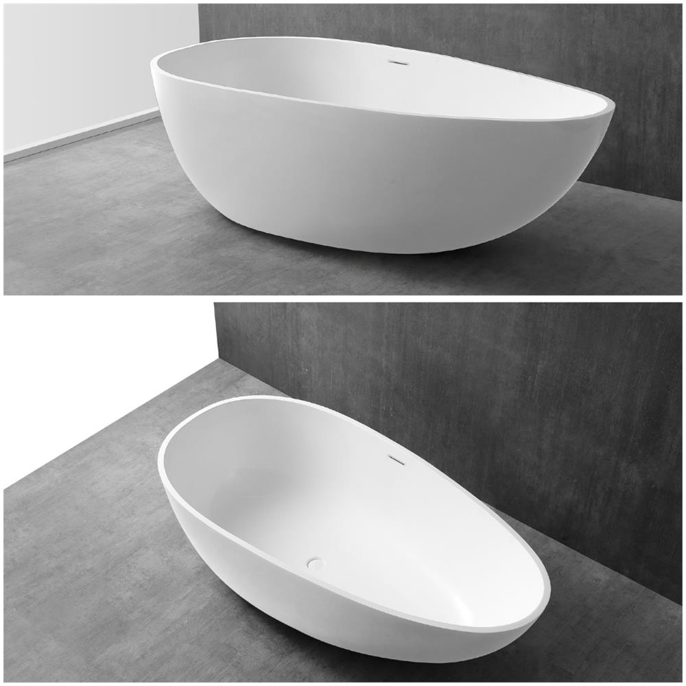 Vasca Da Bagno Free Standing Lisa Artificial Stone Bianco Opaco Matt *** Misure : L170x86x54 Cm - Foto 2