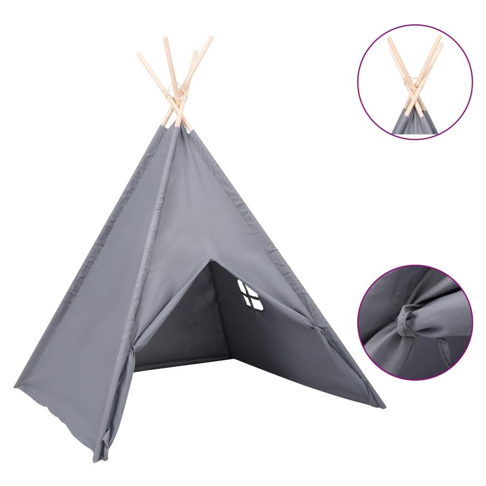 Tenda Tipi Bambini con Borsa Grigio Microfibra 120x120x150cm - Foto 2