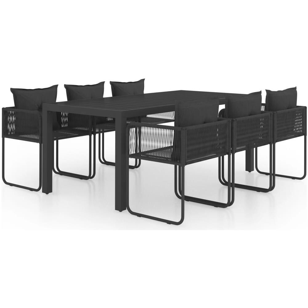 Set Da Pranzo Da Giardino 7 Pz In Rattan Pvc Nero - Foto 1