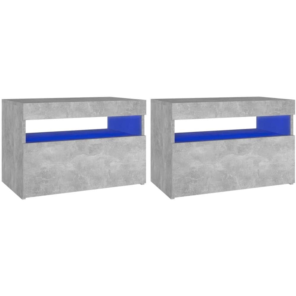 Comodini con Luci LED 2 pz Grigio Cemento 60x35x40 cm - Foto 2