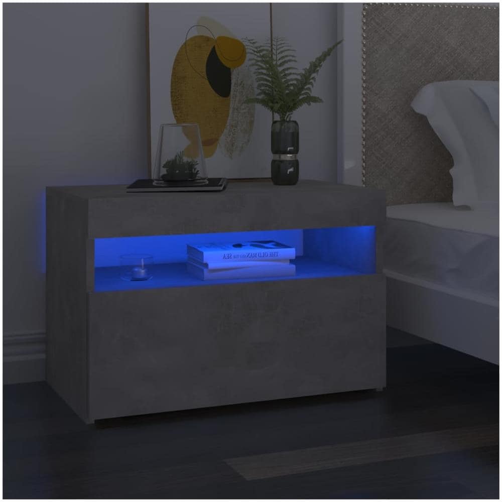 Comodini con Luci LED 2 pz Grigio Cemento 60x35x40 cm - Foto 1