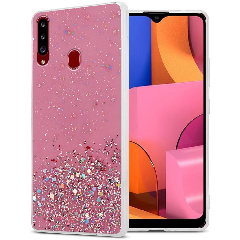Custodia Compatibile Con Samsung Galaxy A20s In Rosa Con Glitter - Coperchio Protettivo In Silicone Tpu Flessibile Con Glitter Scintillanti - Foto 1