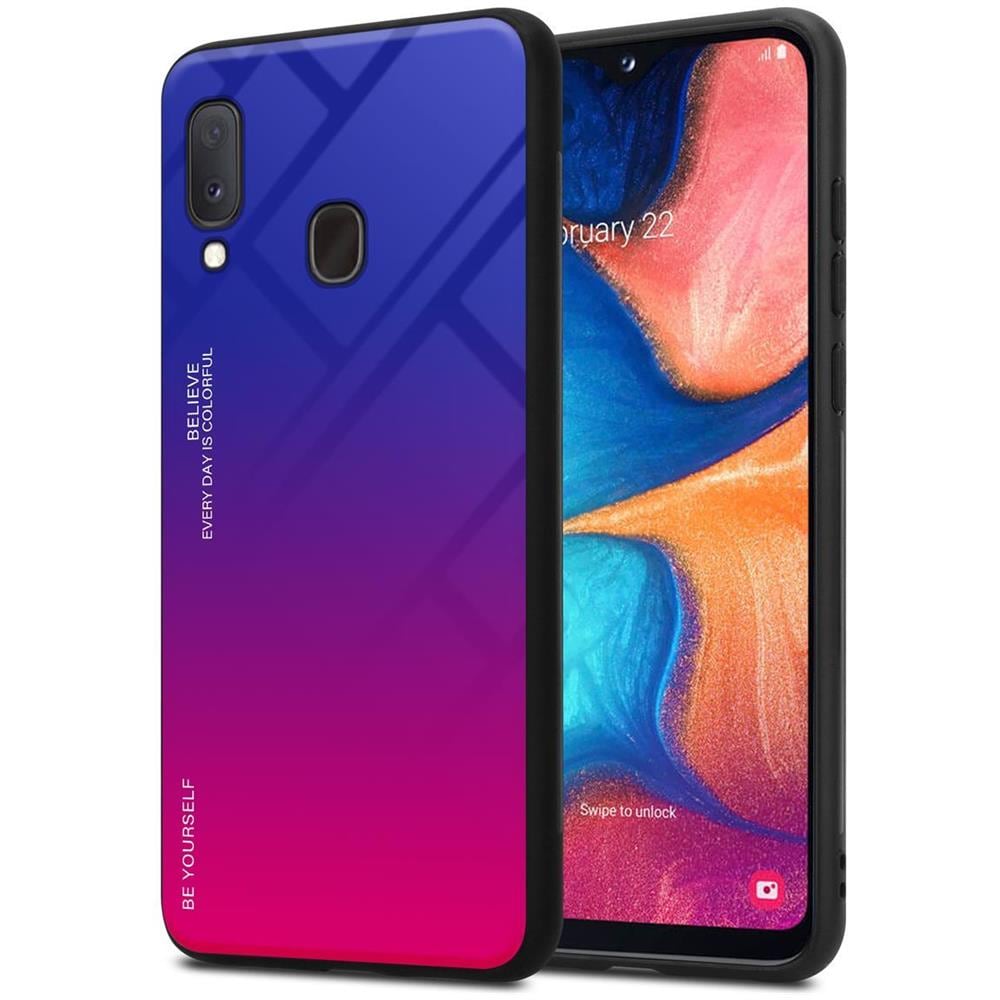 Custodia Compatibile Con Samsung Galaxy A20e In Viola - Rosso - Coperchio Protettivo Bicolore In Vetro Temperato E Silicone Tpu - Foto 1