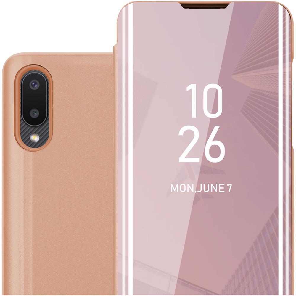 Custodia Compatibile Con Samsung Galaxy A02 / M02 In Kunzit Rosa - Clear View Specchio Coperchio Protettivo Con Funzione Di Supporto Protezione A 360 Gradi - Foto 1