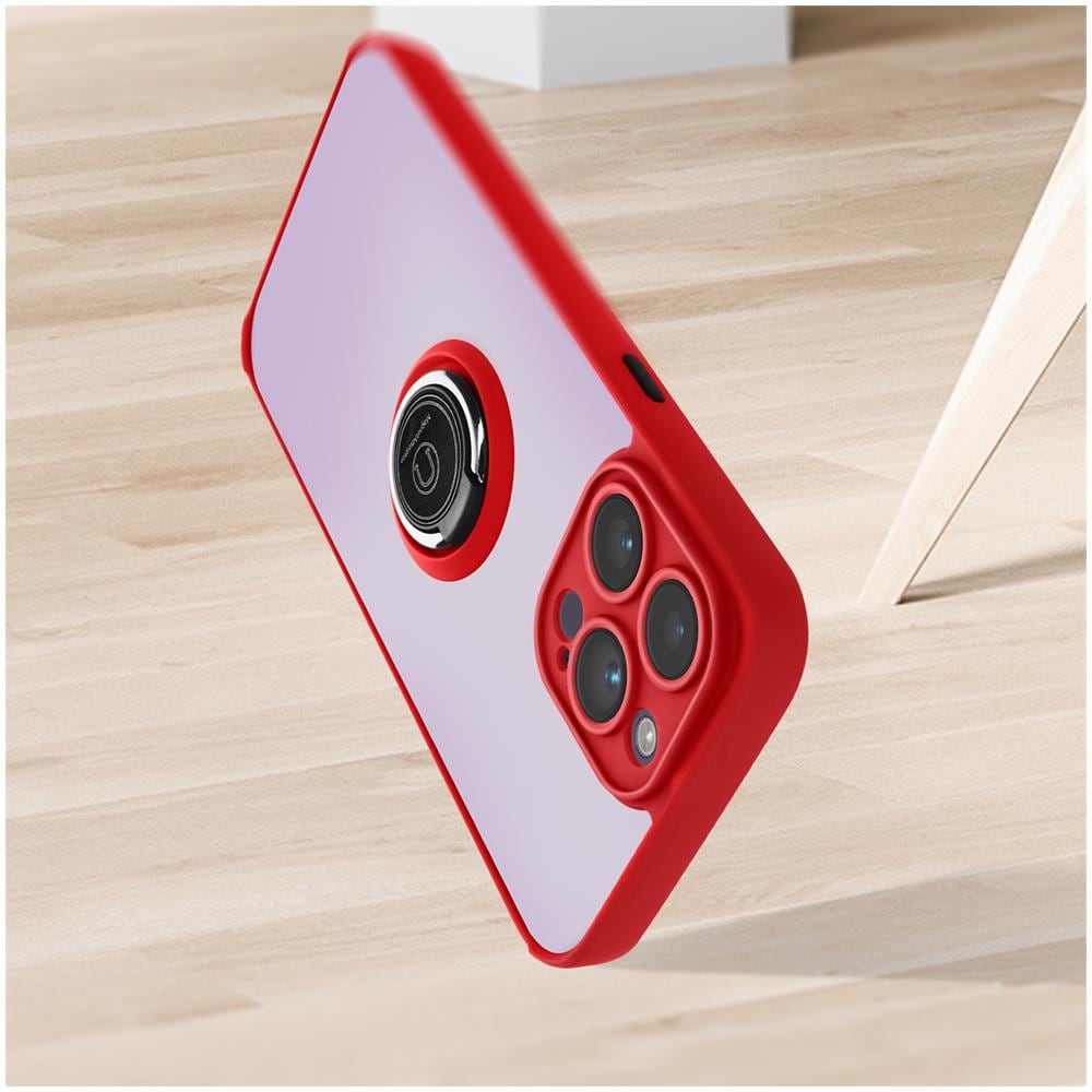 Cover Iphone 14 Pro Max Bimateria Anello Metallico Supporto Rossa - Foto 2
