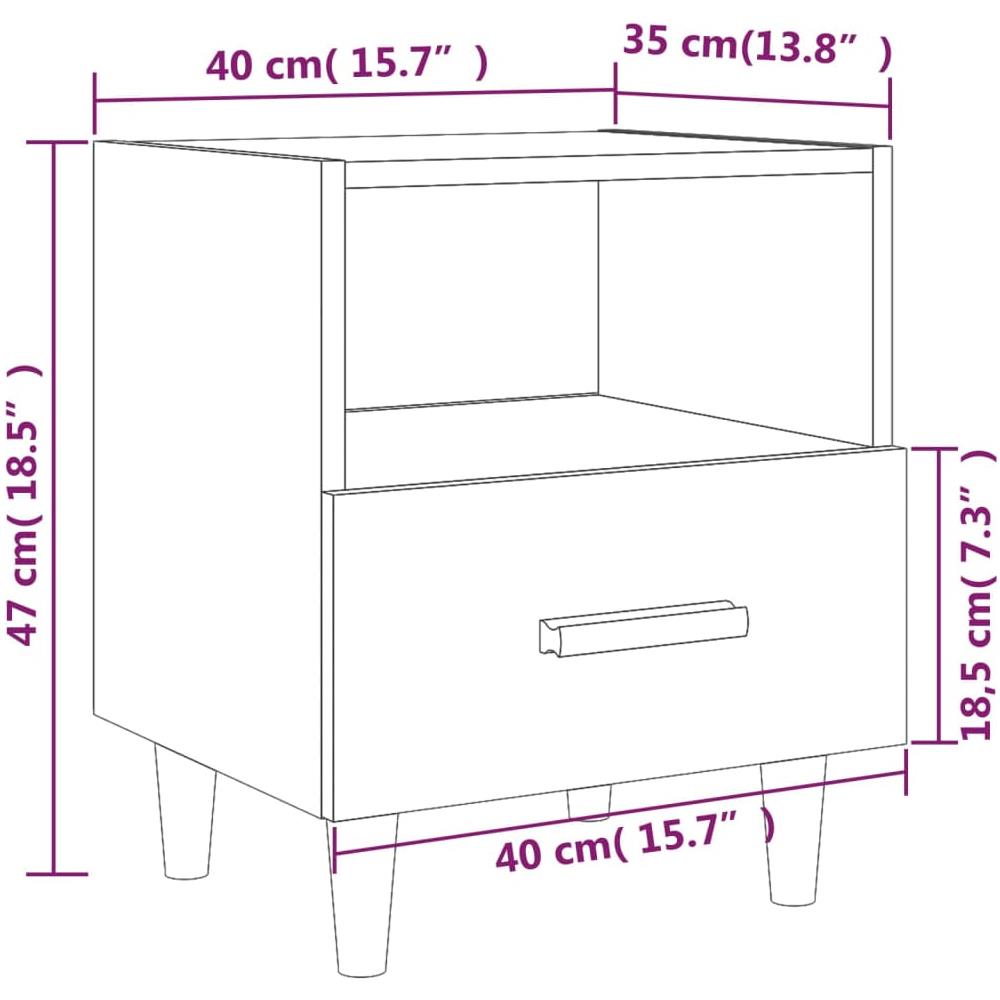 Comodini 2 Pz Grigio Cemento 40x35x47 Cm - Foto 7