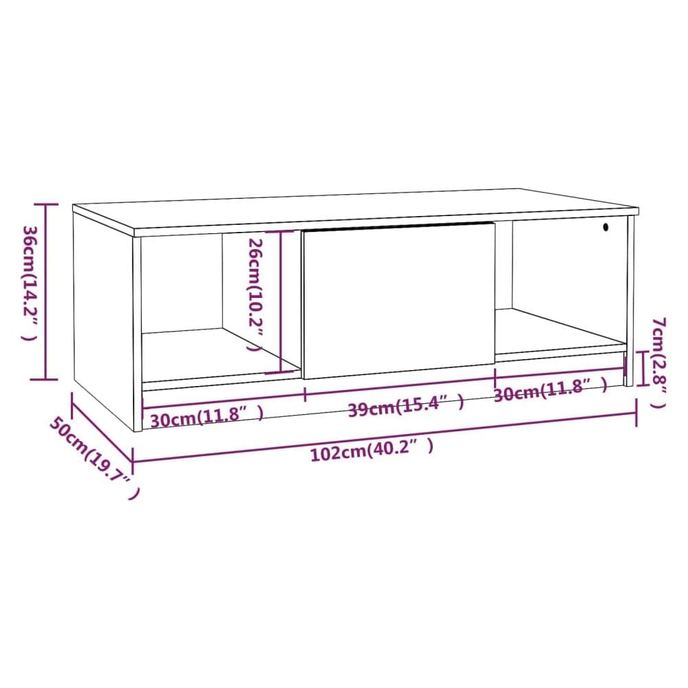 Tavolino Salotto Rovere Marrone 102x50x36 Cm Legno Multistrato - Foto 7