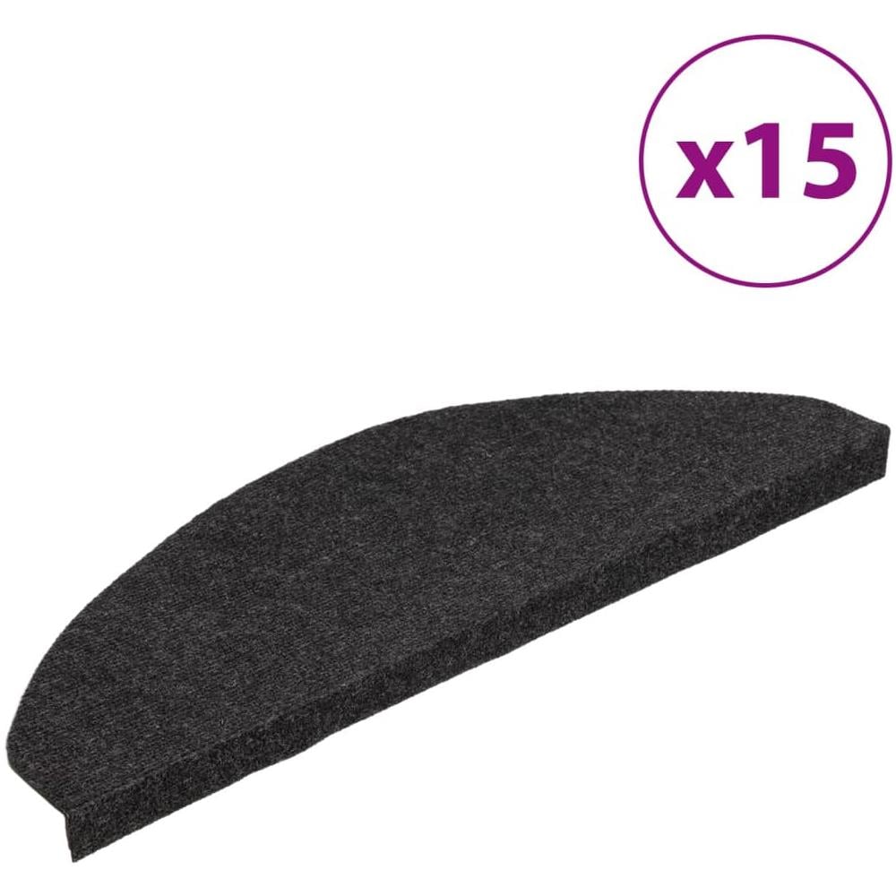 Tappetini Autoadesivi per Scale 15 pz 65x22,5x3,5 cm Neri - Foto 1