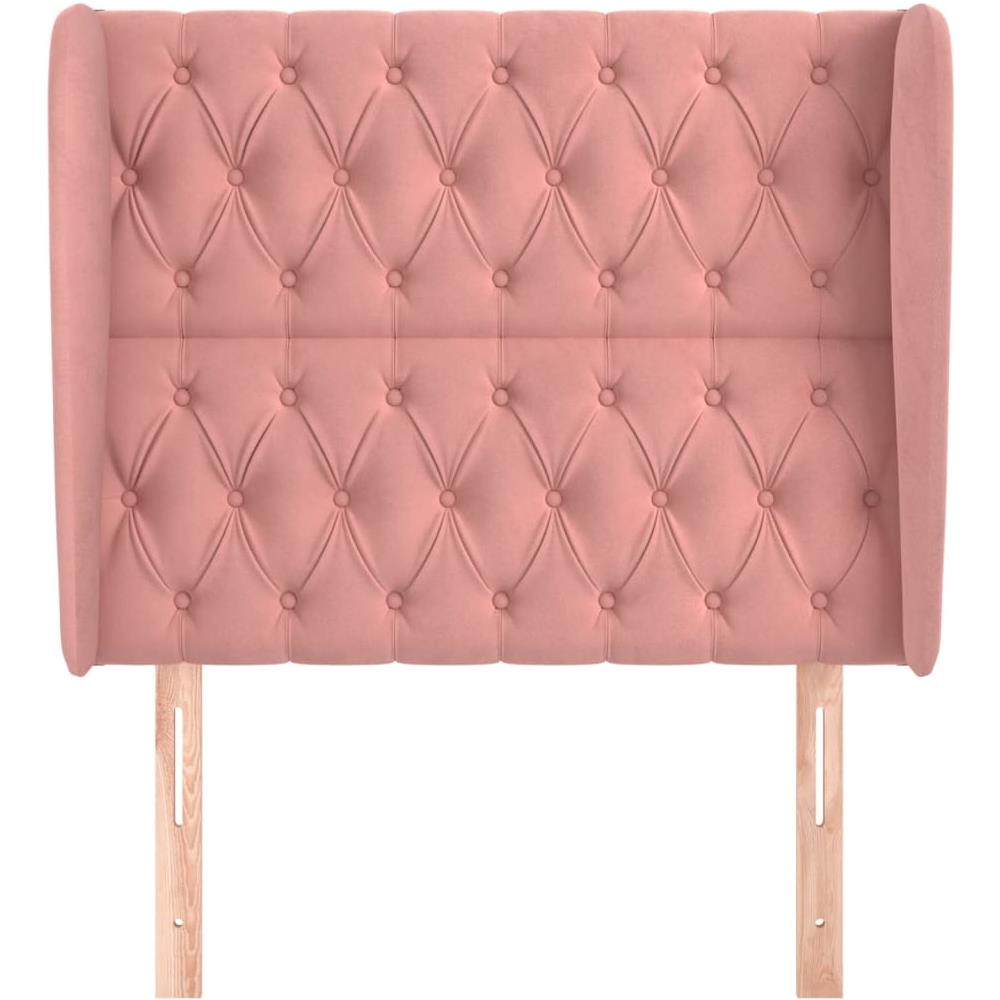 Testiera Ad Orecchio Rosa 103x23x118/128 Cm In Velluto - Foto 3