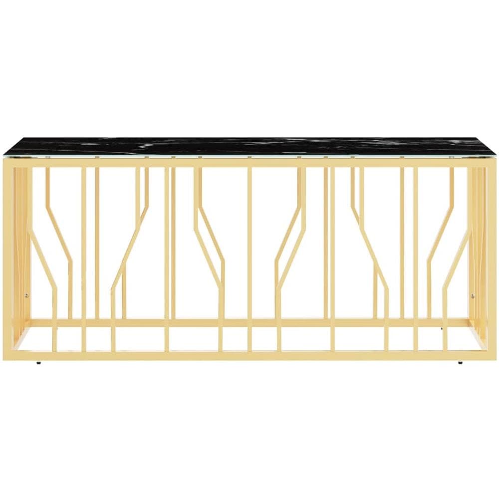 Tavolino Da Salotto Oro110x45x45 Cm In Acciaio Inox E Vetro - Foto 3